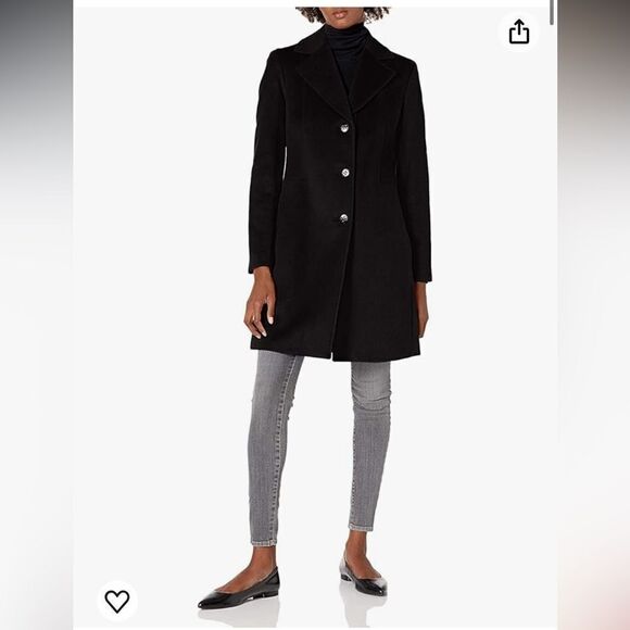 Calvin Klein‎ Classic Wool Cashmere Blend Coat in Black NWT